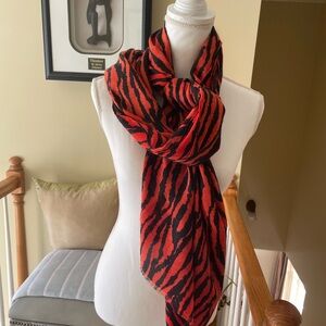Red and Black Animal Print Scarf